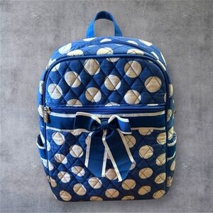 Belvah Quilted Blue and White Polka Dot Backpack - NWOT